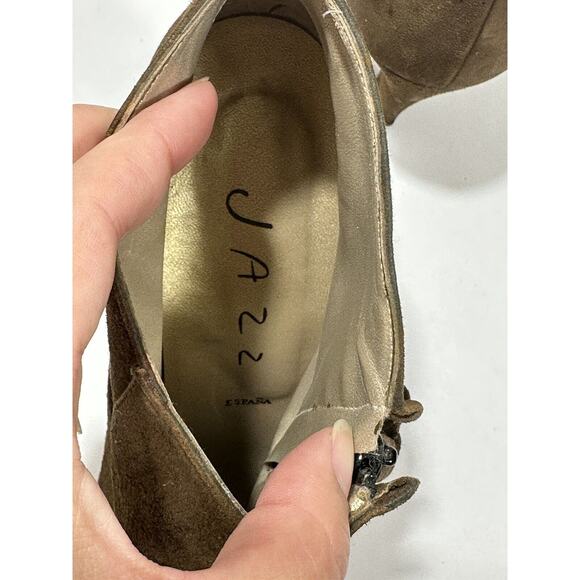 Jazz Brown Ankle Zip Booties Shoes Size 10 M Suede Made In Spain - Picture 9 of 10